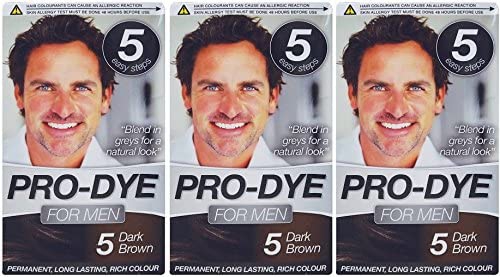 Glamorize Pro-Dye For Men (3 Pack) Men's Hair Dye Colourant - Dark Brown Shade 5