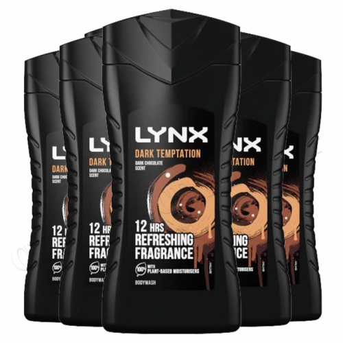 LYNX DARK TEMPTATION SHOWER GEL 6 X 225 ML MENS BODY WASH