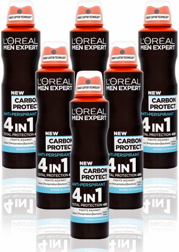 L'oreal Men Expert Carbon Protect Anti-Perspirant Deodorant Body Spray 250ml x 6