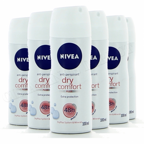 NIVEA Dry Comfort Mini Deodorant AP 100 ml - Travel Size x 6