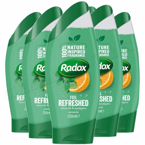 Radox 100% Nature Inspired Fragrance Shower Gel, Feel Refreshed, 6 Pack, 250ml