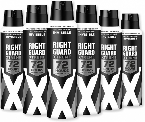 Right Guard Xtreme Invisible 72hr Deodorant 150ml 150ml (PACK OF 6)